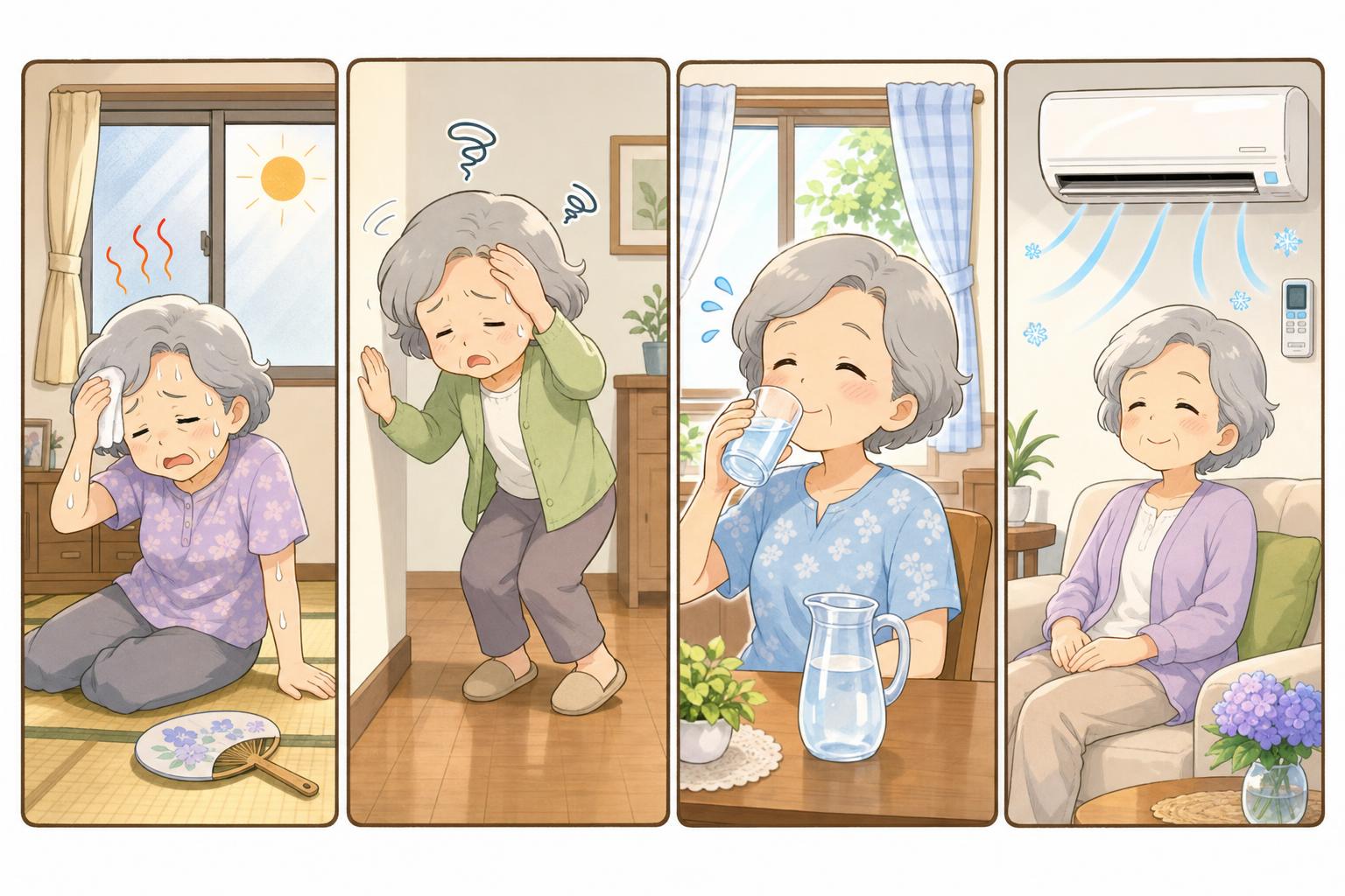 熱中症の危険なサインと対策を図解したイラスト