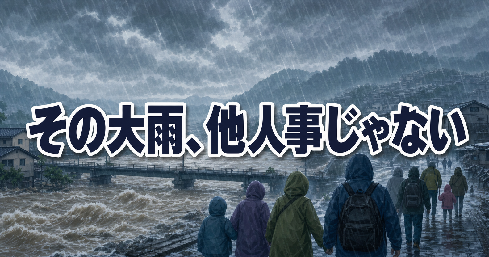 「その大雨、他人事じゃない」記録的豪雨からいのちを守る備えを伝えるアイキャッチ画像