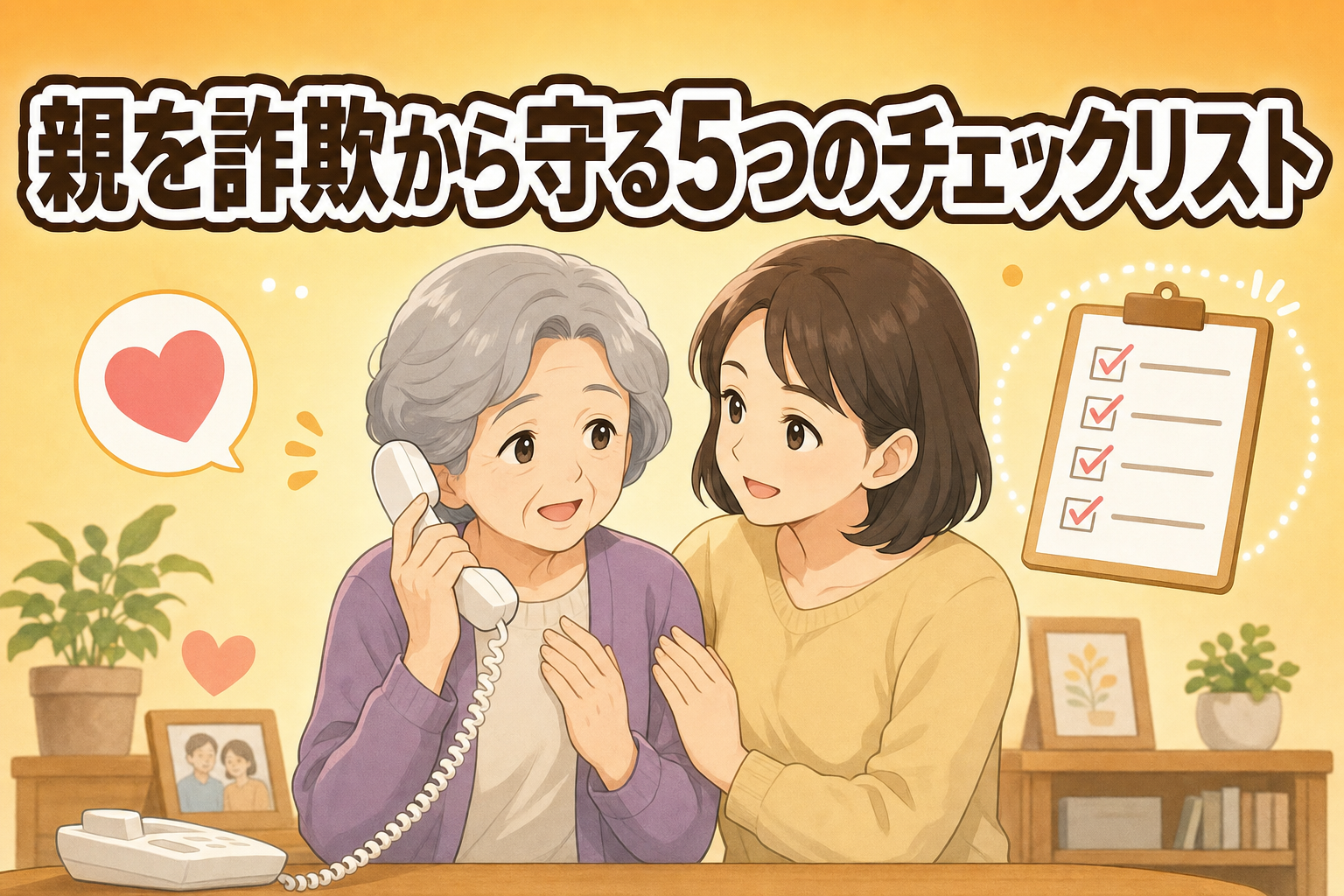 親を詐欺から守る5つのチェックリストのアイキャッチ画像
