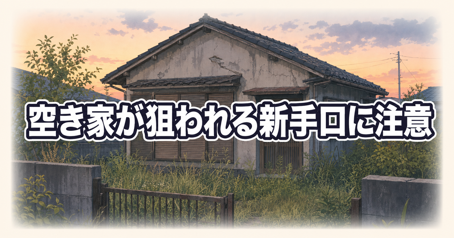 空き家が狙われる新手口に注意という見出しの入ったアイキャッチ画像