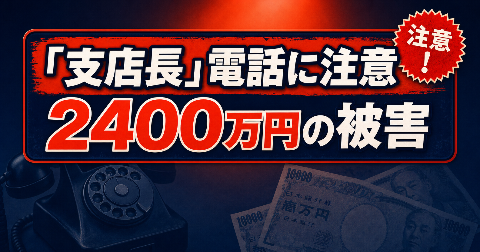 「支店長」電話に注意 オレオレ詐欺で2400万円の被害