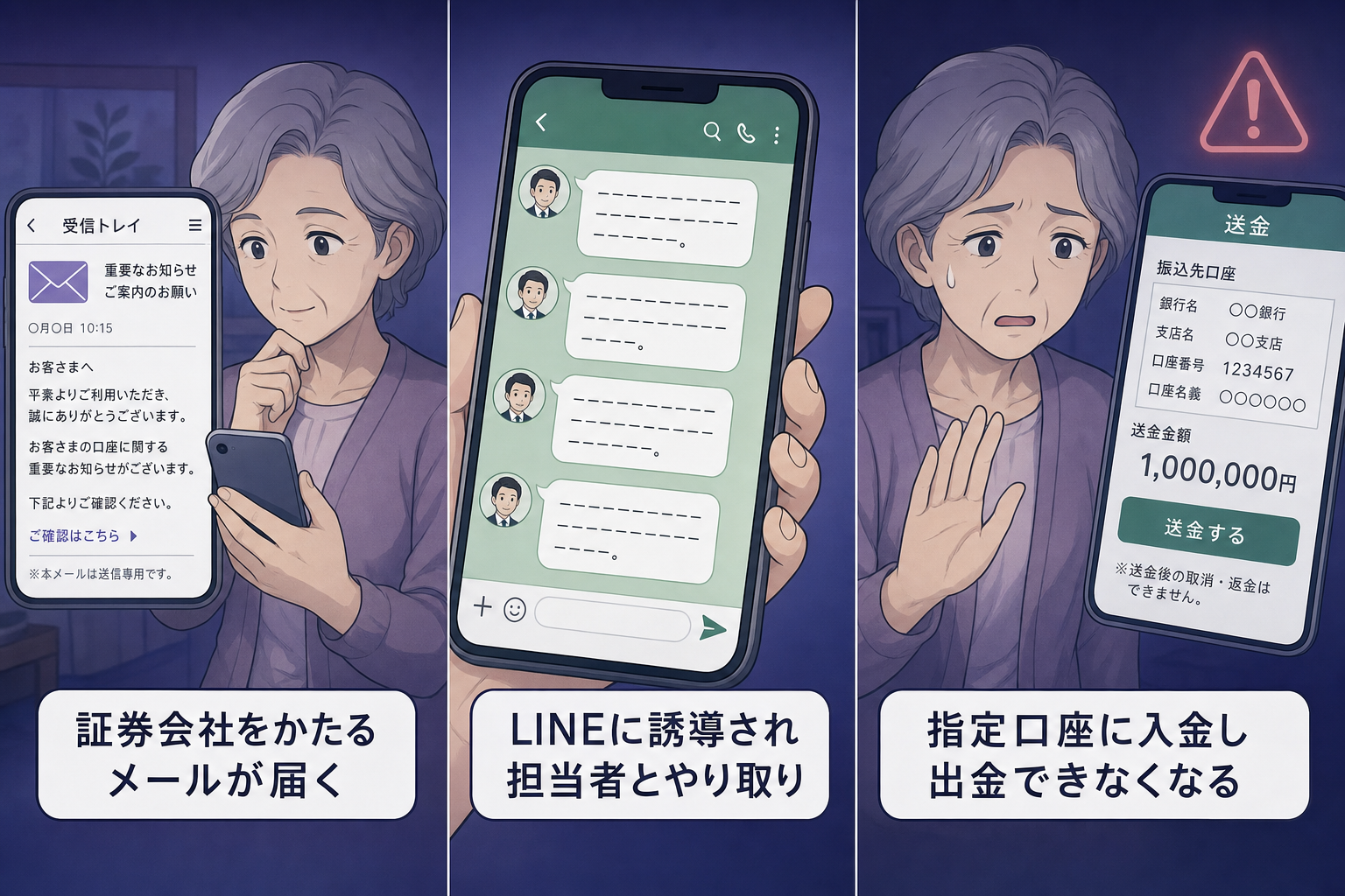 証券会社かたるメール LINE投資勧誘 詐欺