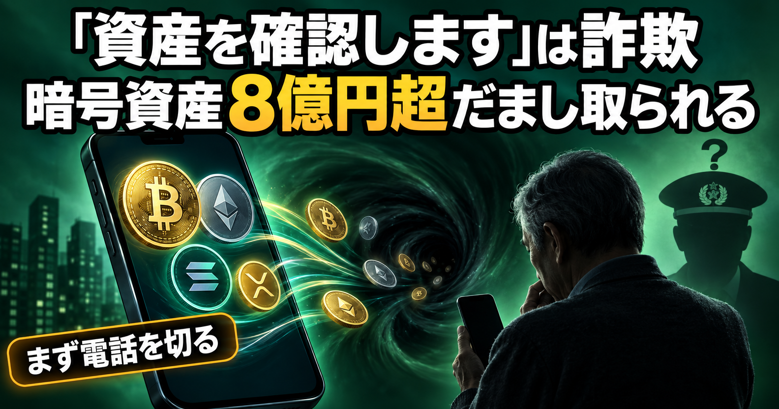 資産を確認しますは詐欺 暗号資産8億円超だまし取られる被害のアイキャッチ画像