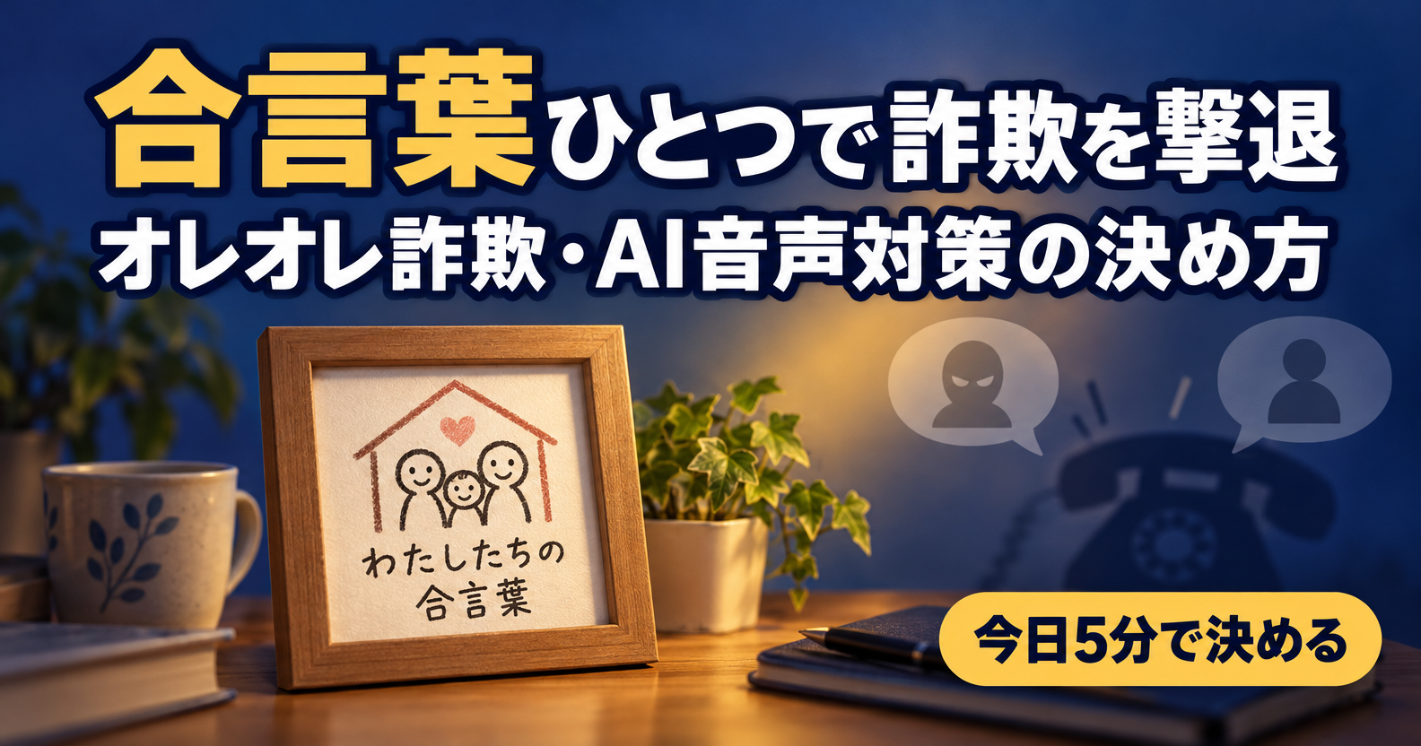 家族で決める合言葉がオレオレ詐欺・AI音声詐欺を見抜くイメージ
