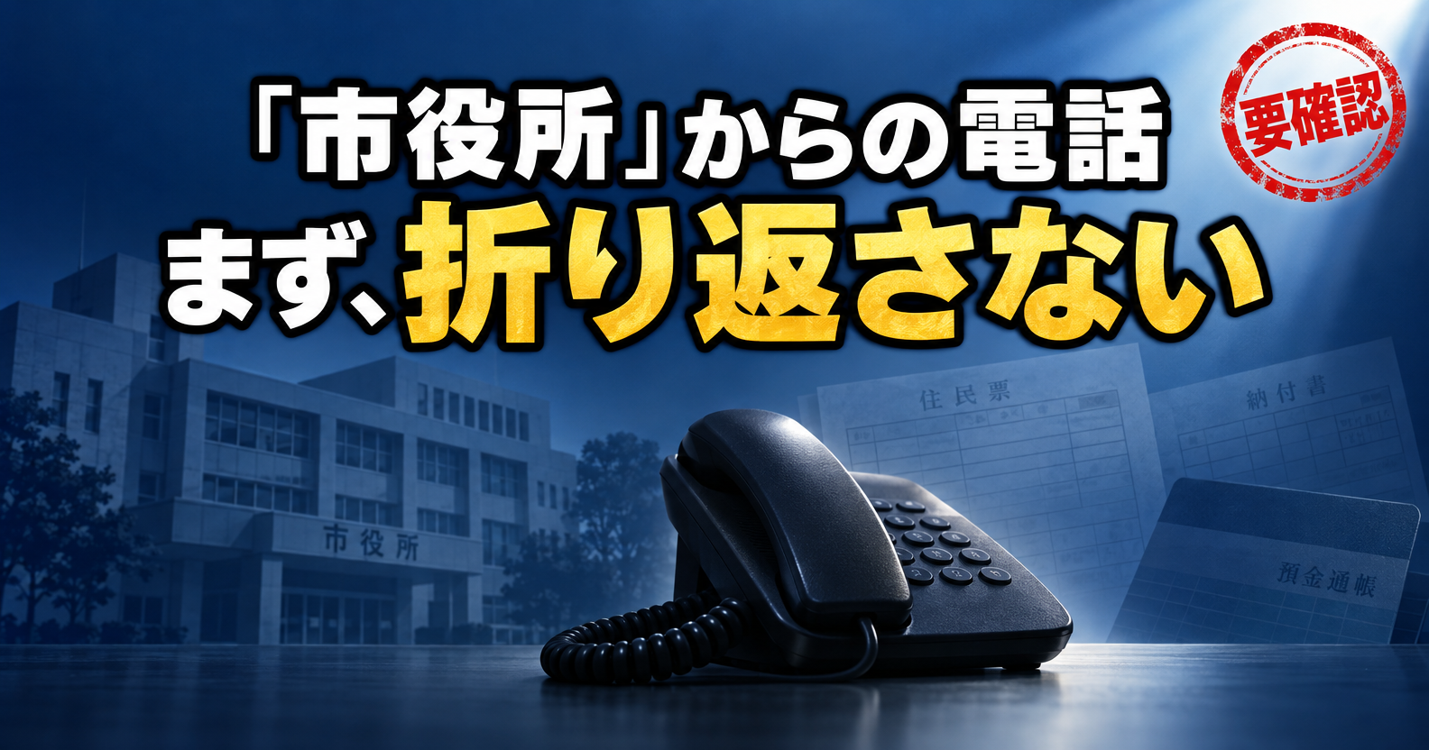 市役所から電話が来た時に本物かどうか確かめる方法を示すアイキャッチ画像