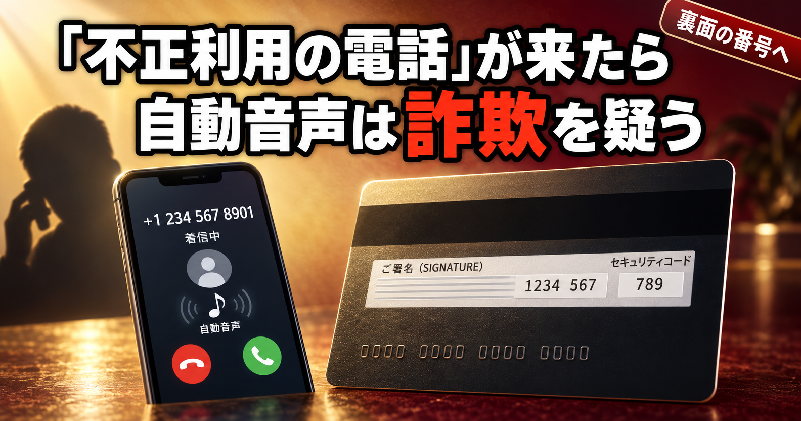 クレジットカード不正利用の電話、自動音声は詐欺を疑う