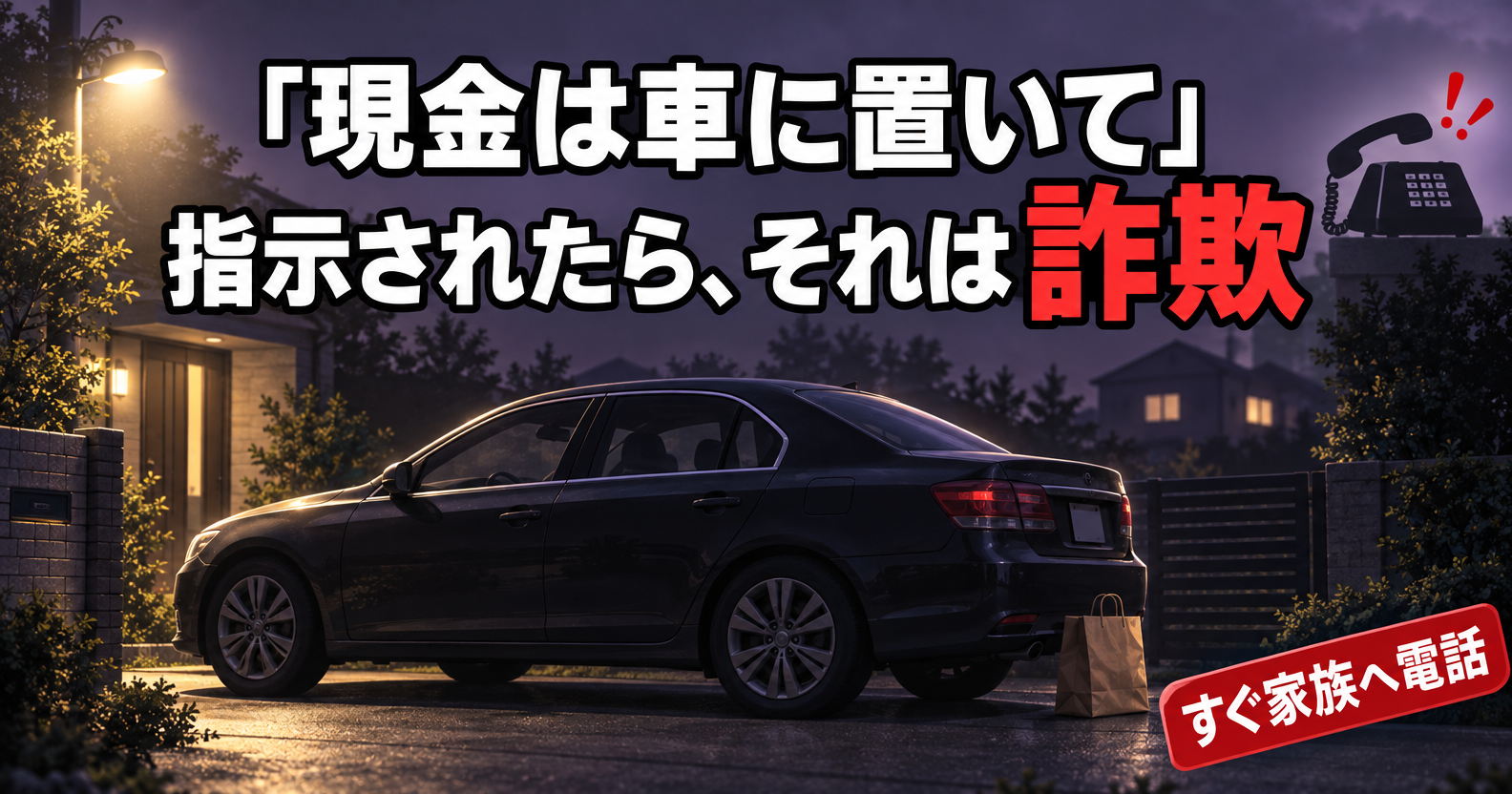 現金は車に置いてと言われたらニセ警察詐欺