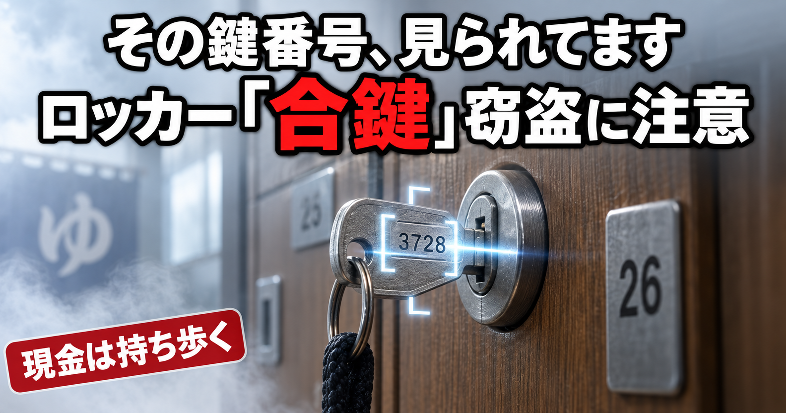ロッカーの合鍵窃盗に注意、鍵番号を見られる危険性