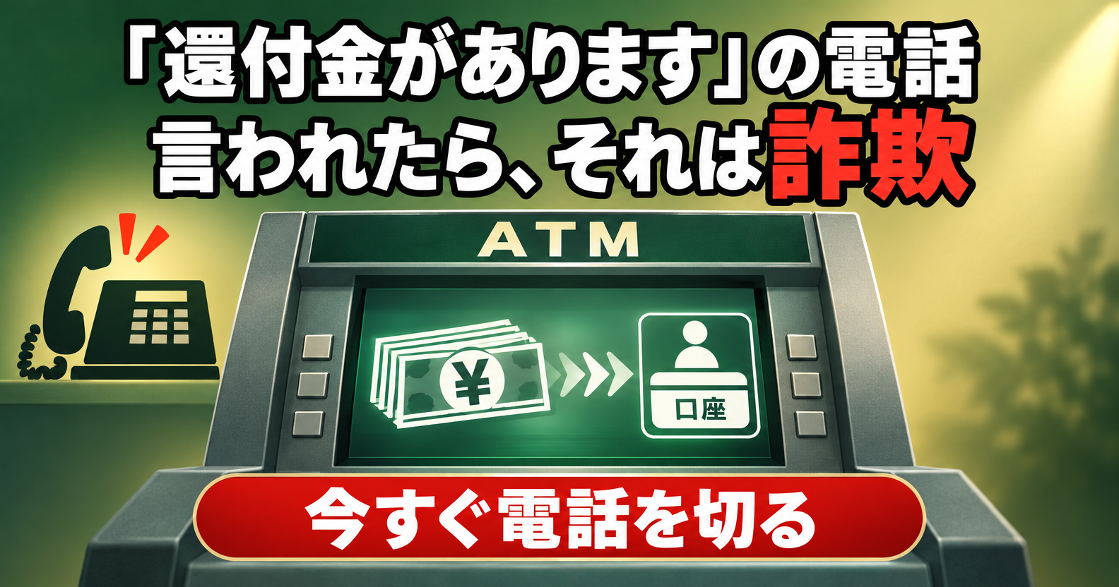 還付金詐欺の電話でATM操作を求められたら詐欺
