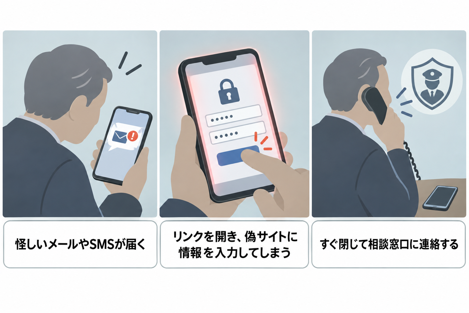 フィッシングメールをクリックしてしまう手口の図解
