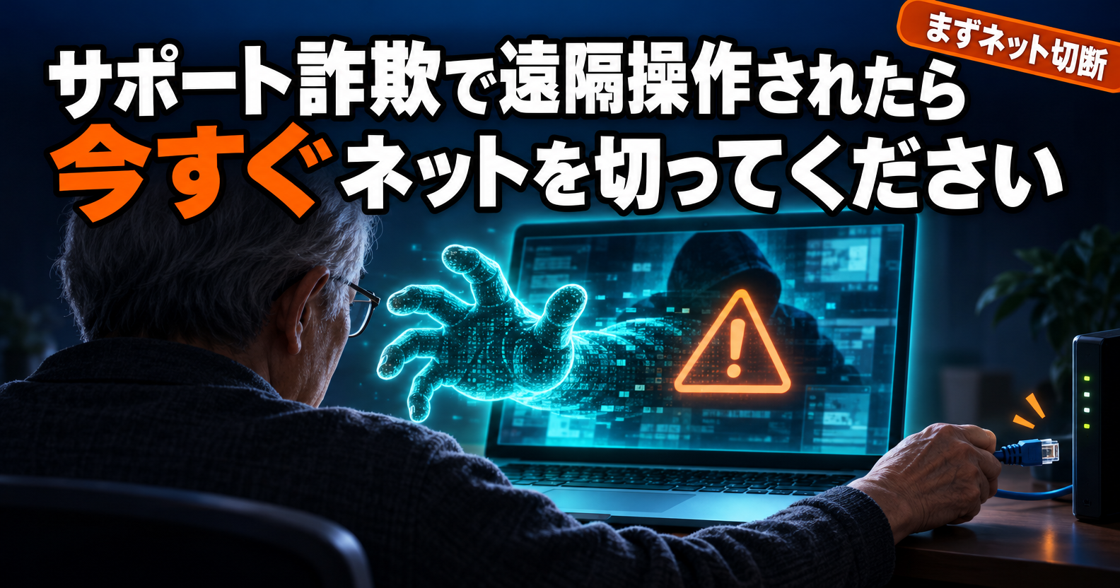 サポート詐欺で遠隔操作されたら今すぐネットを切る対処法